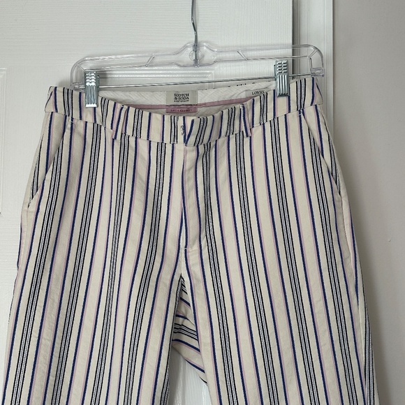 Scotch & Soda Amsterdam Lowry Stripe Slim Fit Pants In Blue Pink White Size 28 - Picture 2 of 10